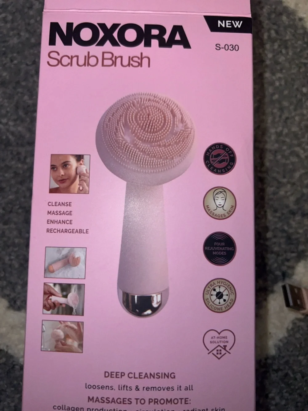 NOXORA Pink Scrub Brush Facial Cleansing Device